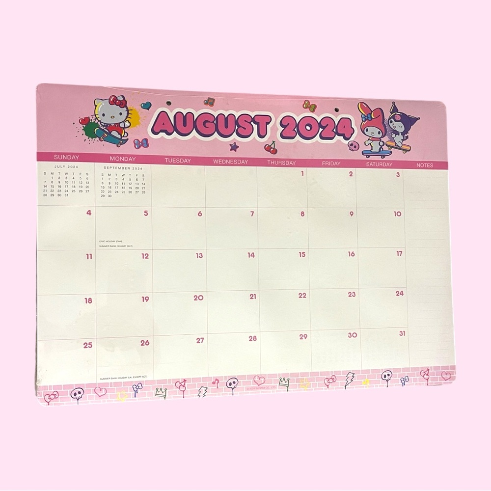 Sanrio Pink August 2024 Desk Calendar - Hello Kitty & Friends